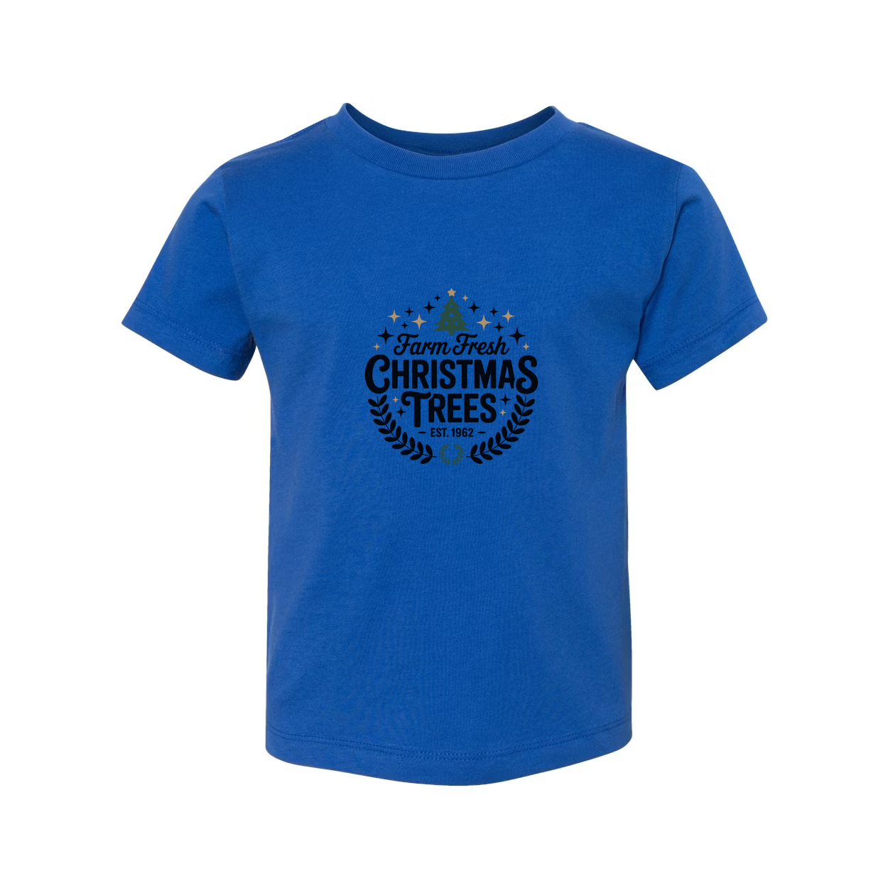 Farm Fresh Christmas Trees Unisex Graphic Tee With Classic Laurel Wreath Logo Est. 1962