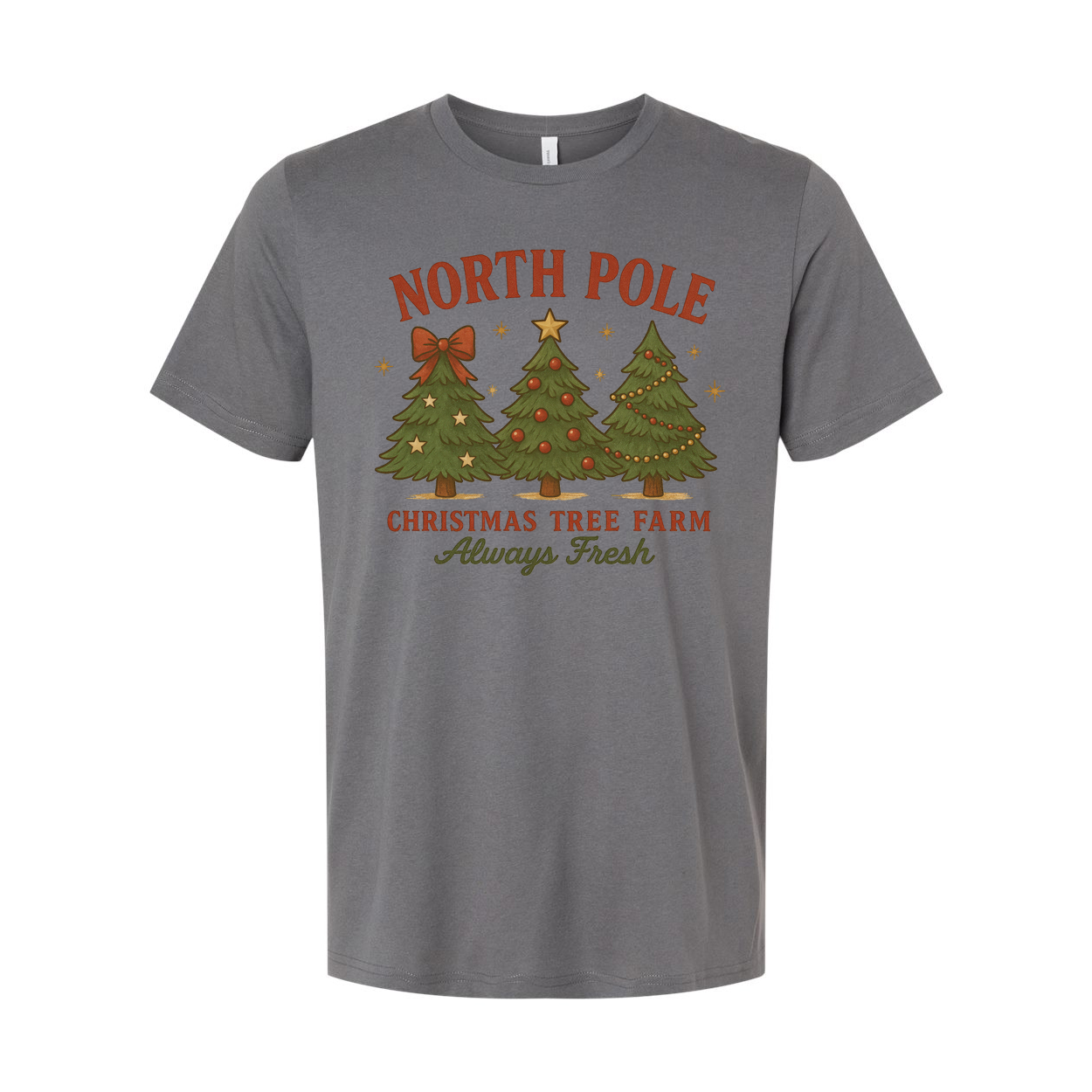 North Pole Christmas Tree Farm Always Fresh Unisex Short Sleeve Cotton Graphic T Shirt