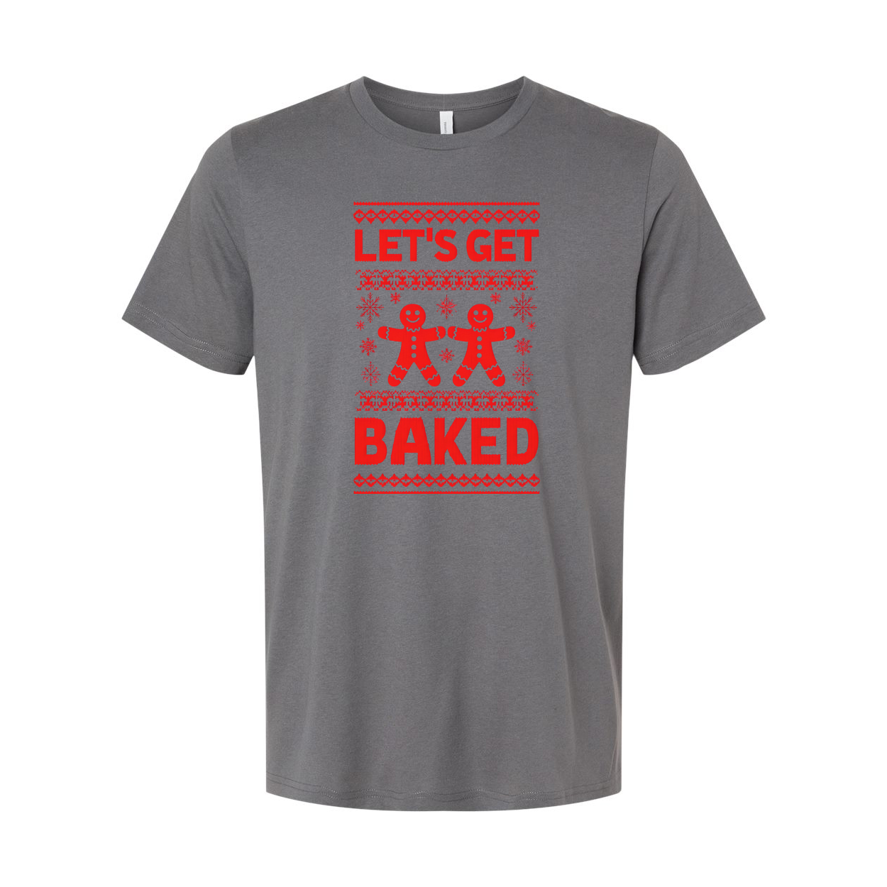 Let's Get Baked Christmas Unisex T Shirt With Gingerbread Figures Festive Graphic Tee