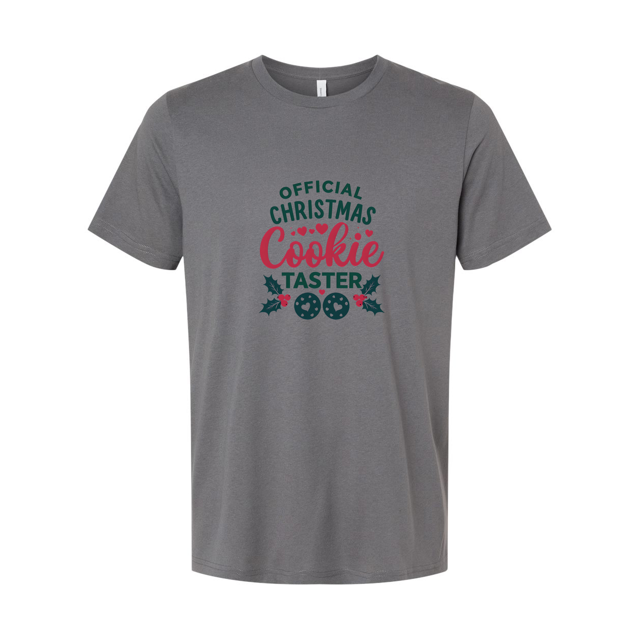 Official Christmas Cookie Taster Unisex T Shirt With Festive Cookie Graphic And Holly Accents