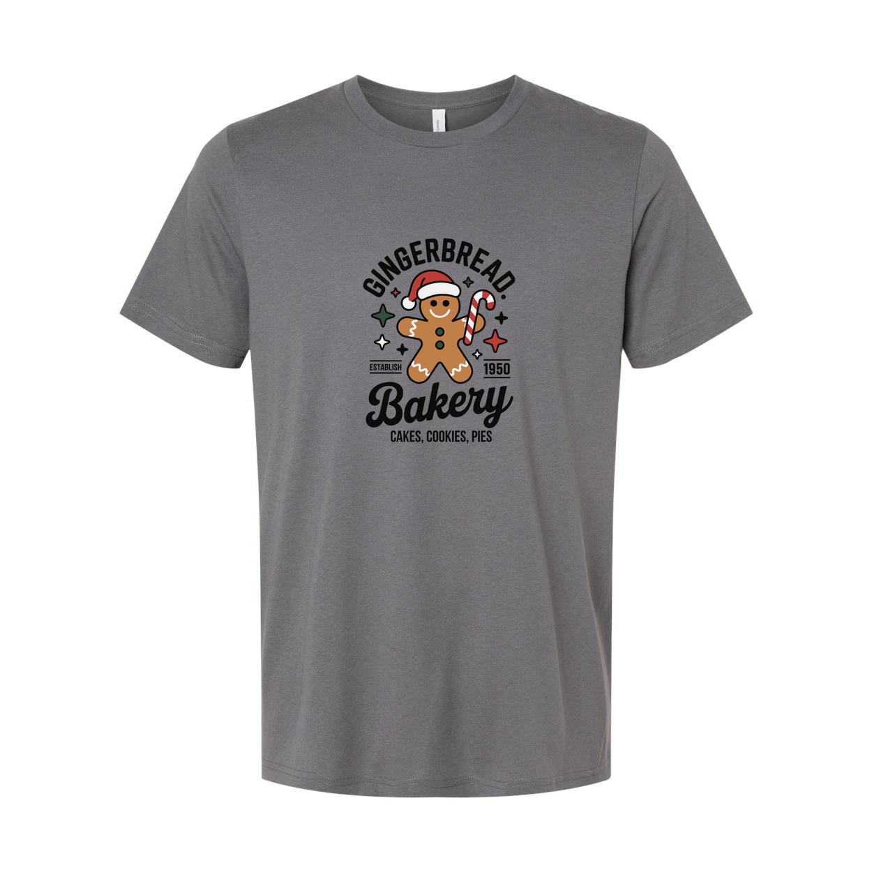 Gingerbread Bakery Christmas Unisex T Shirt Featuring Santa Gingerbread Man Design