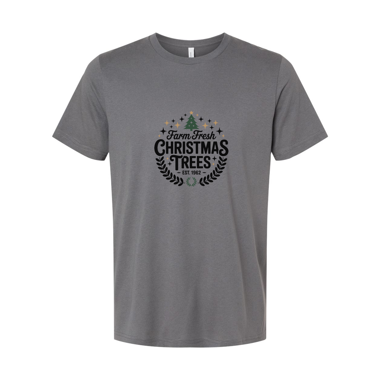 Farm Fresh Christmas Trees Unisex Graphic Tee With Classic Laurel Wreath Logo Est. 1962