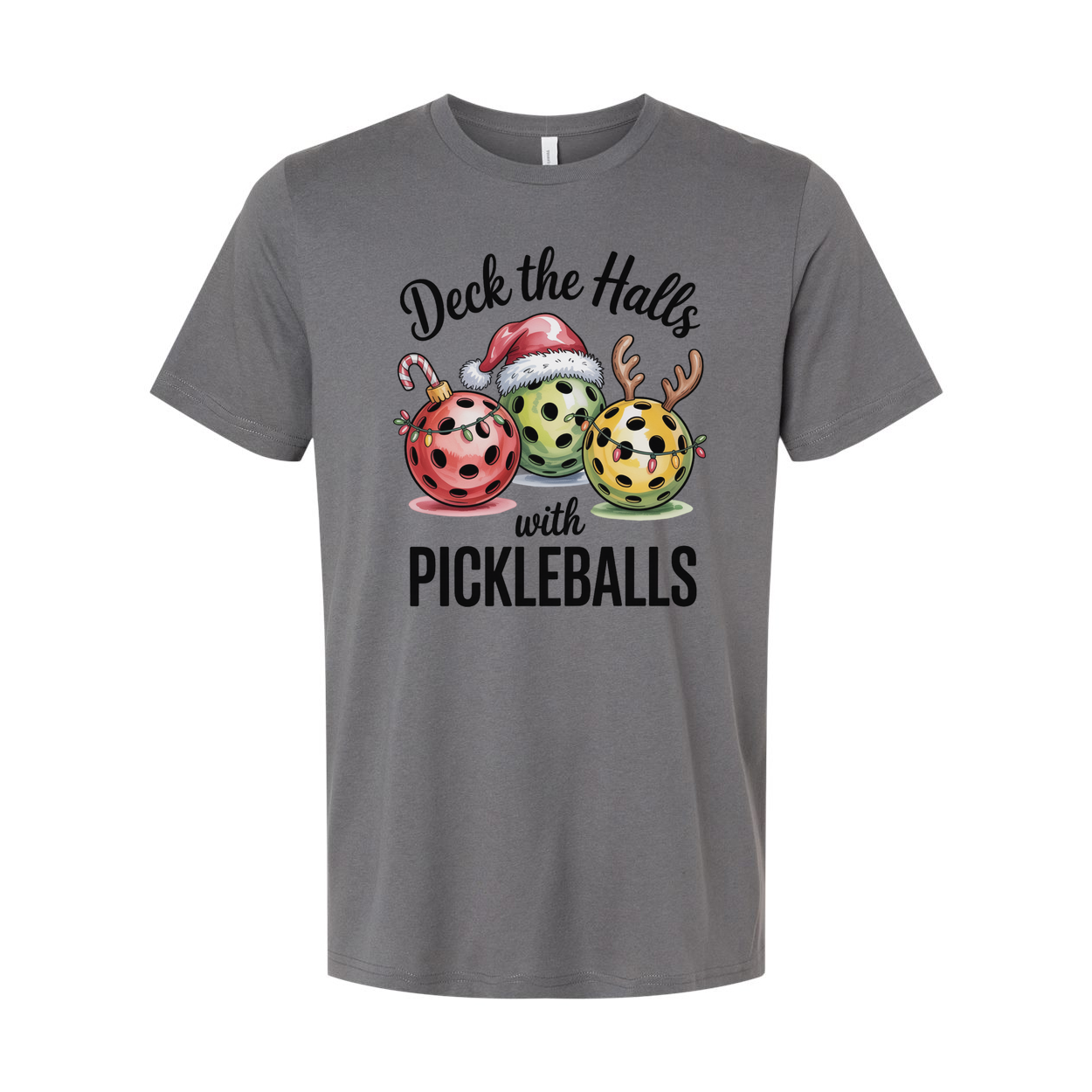 Deck The Halls With Pickleballs Unisex Christmas Graphic T Shirt For The Holidays