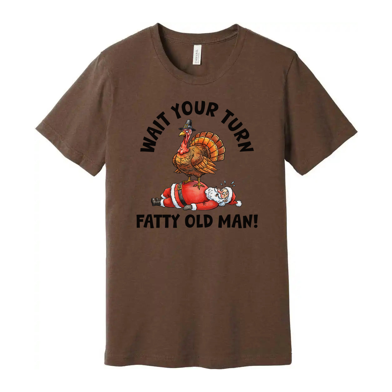 Funny Christmas T Shirt With Turkey Standing On Santa Claus Illustration For Holiday Gift