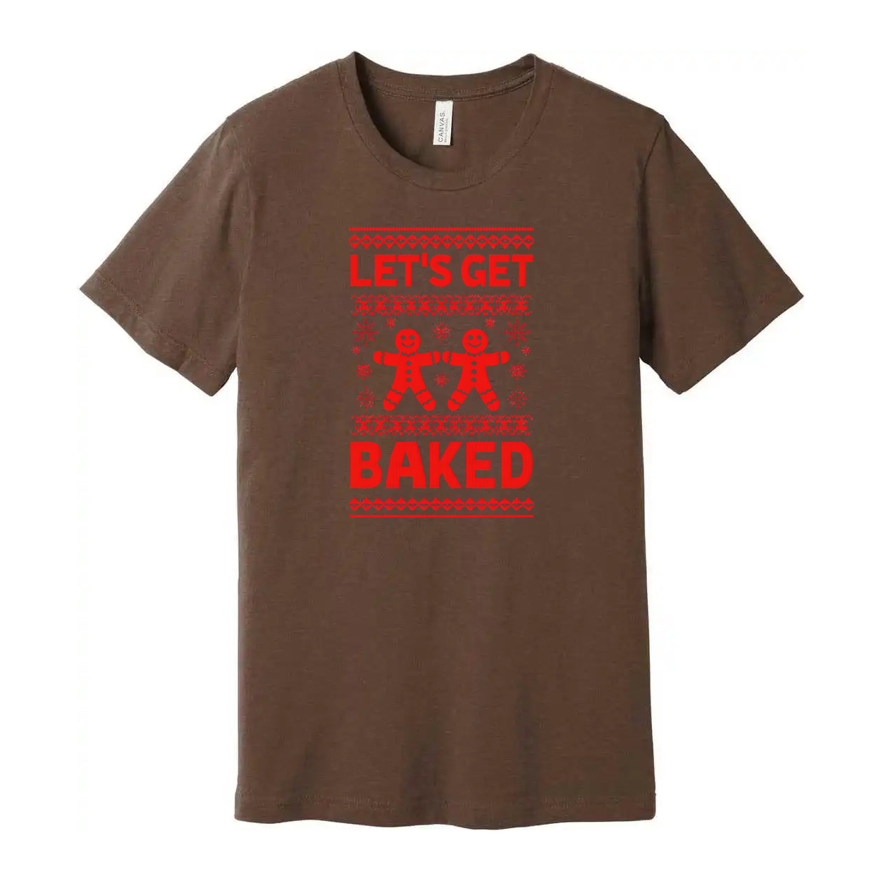 Let's Get Baked Christmas Unisex T Shirt With Gingerbread Figures Festive Graphic Tee