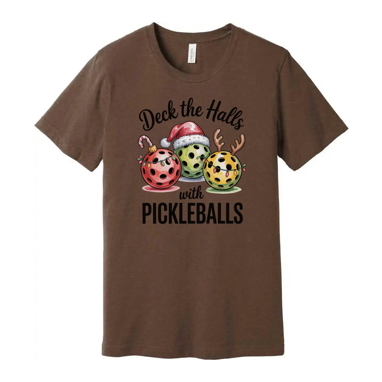 Deck The Halls With Pickleballs Unisex Christmas Graphic T Shirt For The Holidays