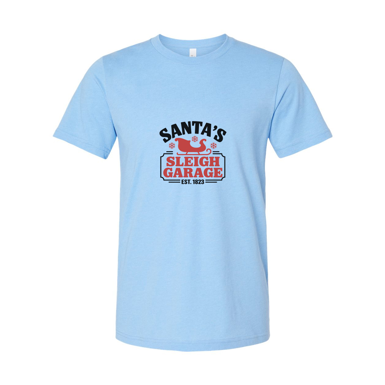 Santa's Sleigh Garage Christmas Graphic Tee Shirt Unisex Est 1823 Holiday Gift Idea