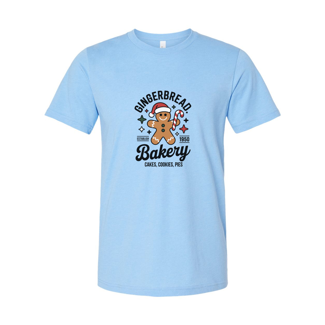 Gingerbread Bakery Christmas Unisex T Shirt Featuring Santa Gingerbread Man Design