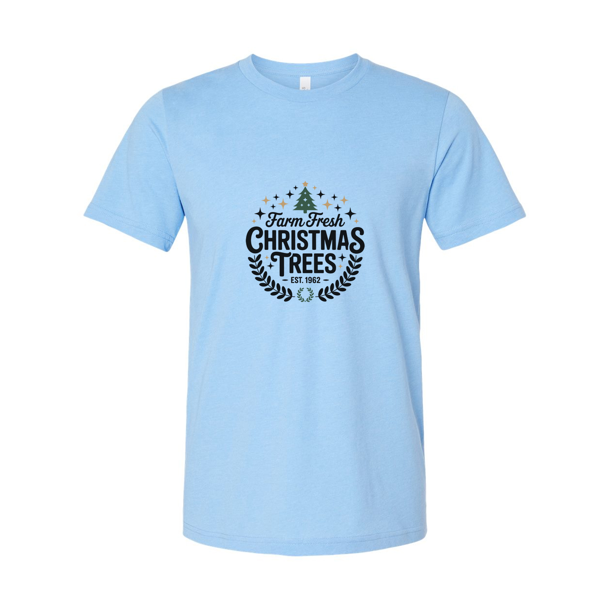 Farm Fresh Christmas Trees Unisex Graphic Tee With Classic Laurel Wreath Logo Est. 1962