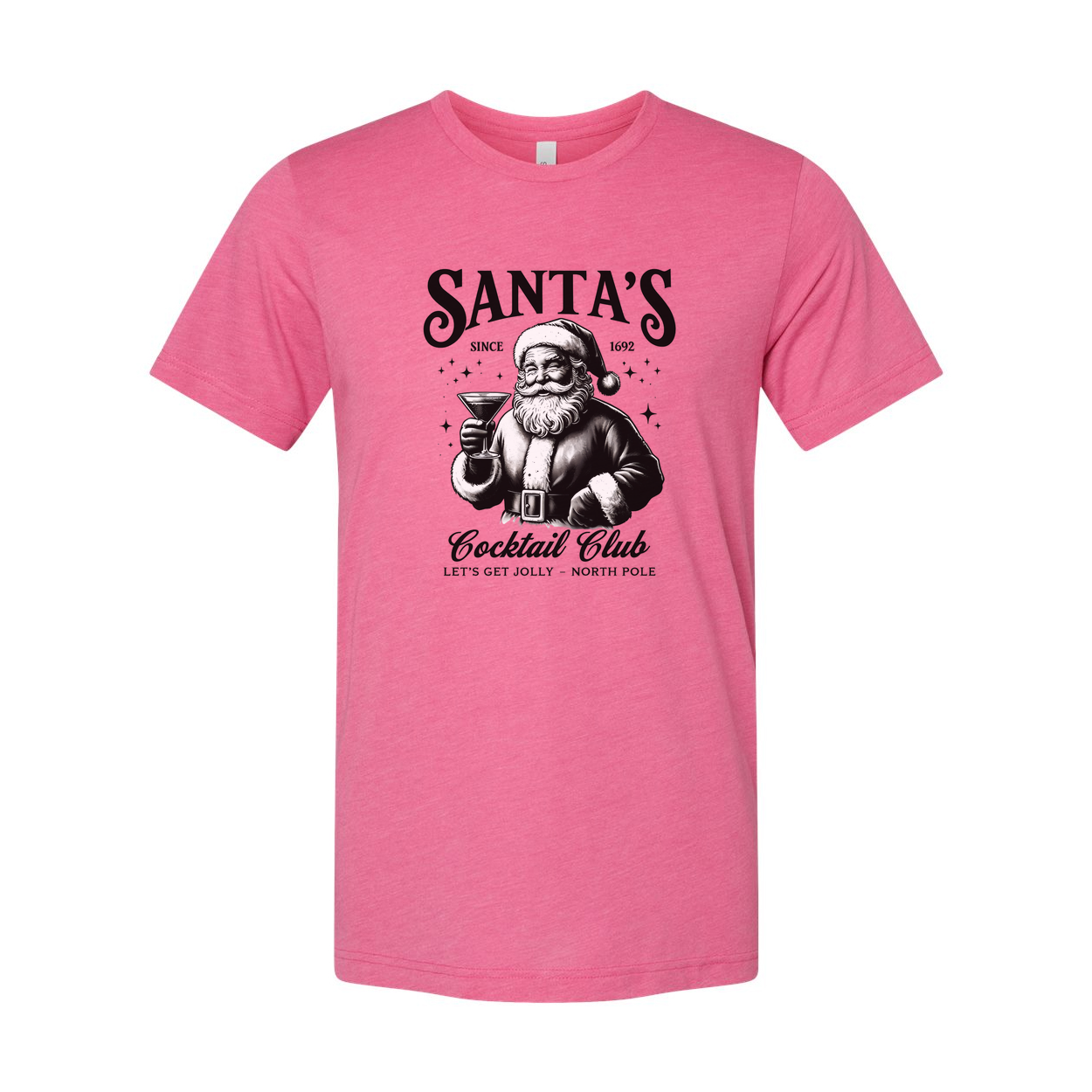 Santa's Cocktail Club Unisex Christmas Graphic Tee Featuring Santa With A Cocktail