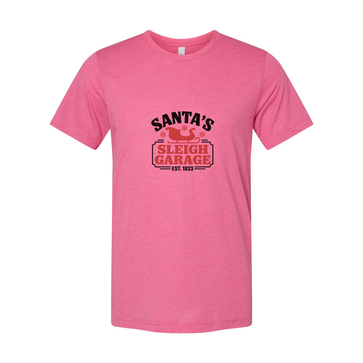 Santa's Sleigh Garage Christmas Graphic Tee Shirt Unisex Est 1823 Holiday Gift Idea