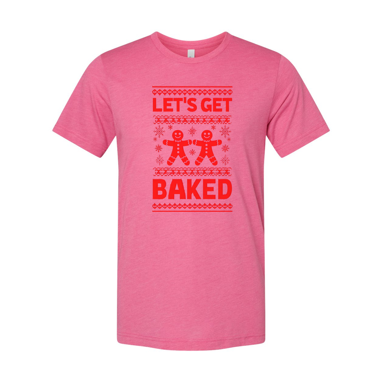Let's Get Baked Christmas Unisex T Shirt With Gingerbread Figures Festive Graphic Tee
