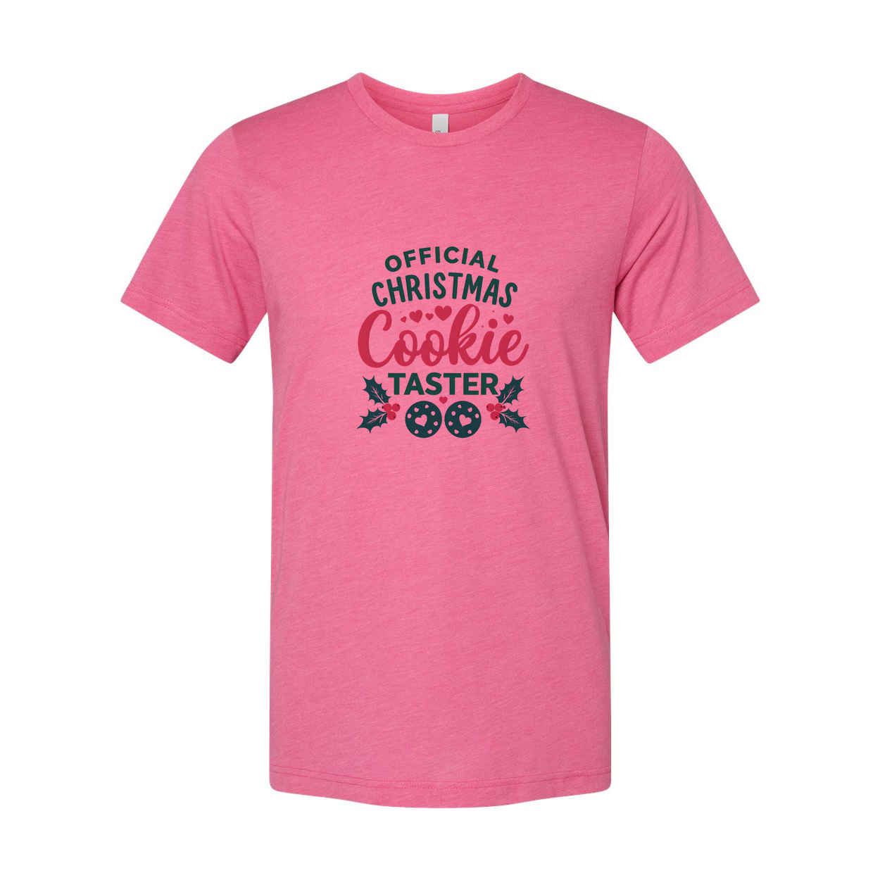 Official Christmas Cookie Taster Unisex T Shirt With Festive Cookie Graphic And Holly Accents