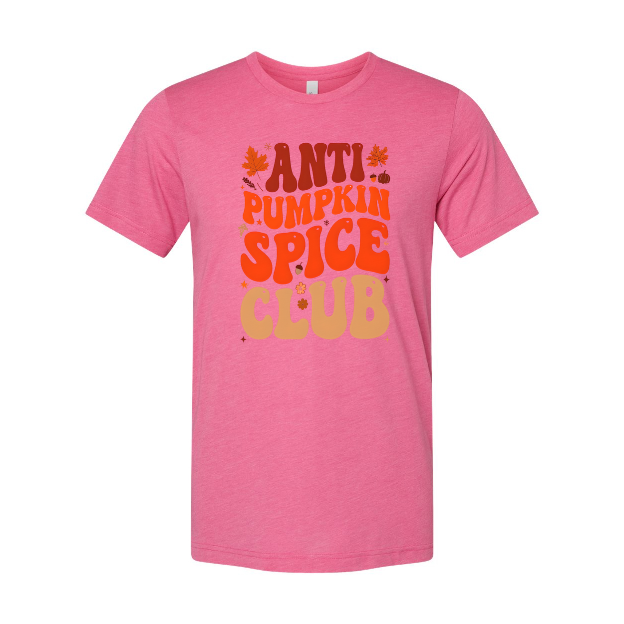 Anti Pumpkin Spice Club Unisex T Shirt With Retro Typography And Autumn Leaves Design