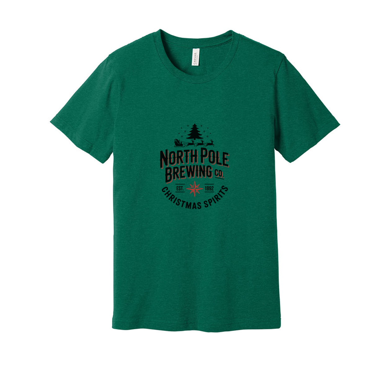 North Pole Brewing Co Christmas Spirits Unisex T Shirt With Holiday Logo Design Graphic