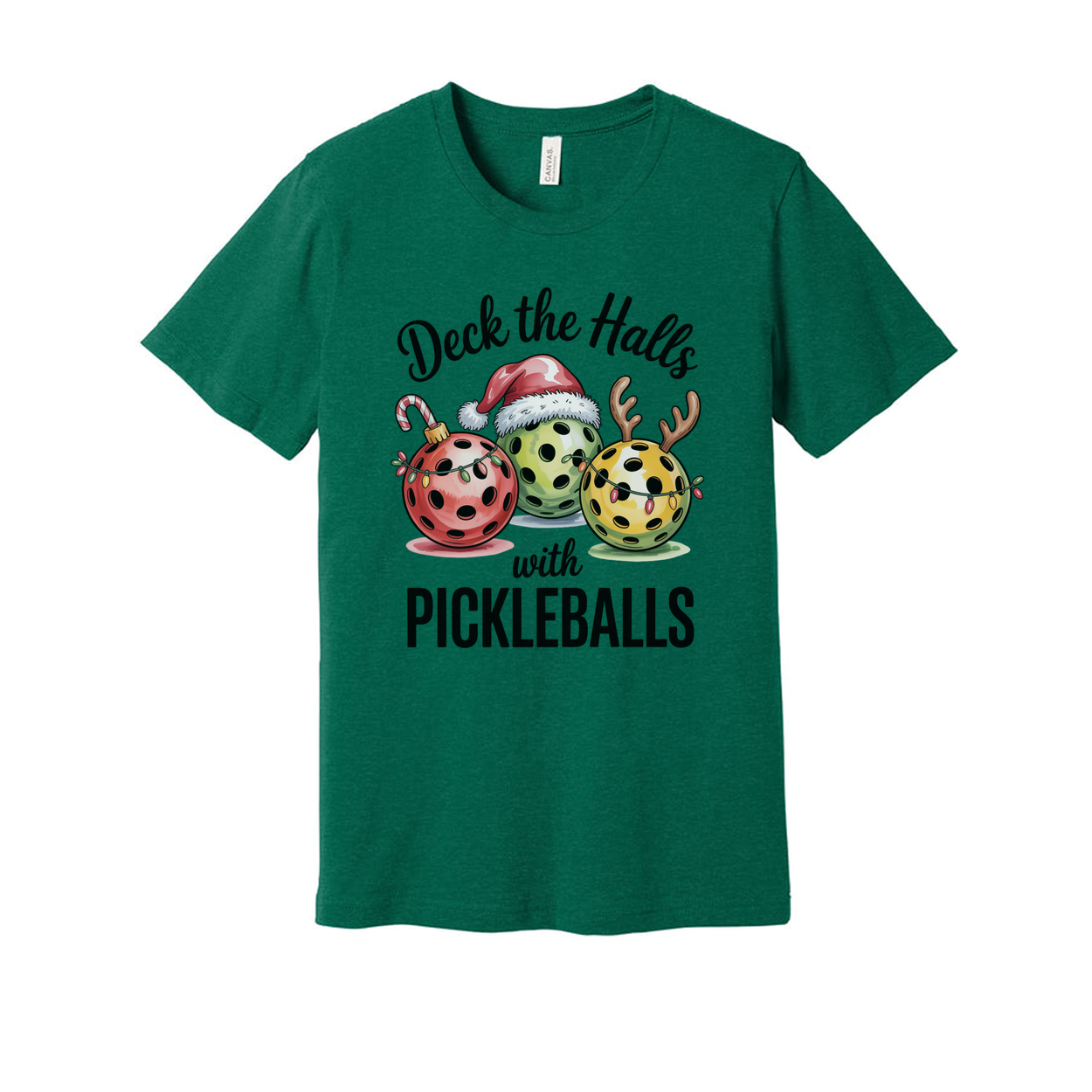 Deck The Halls With Pickleballs Unisex Christmas Graphic T Shirt For The Holidays