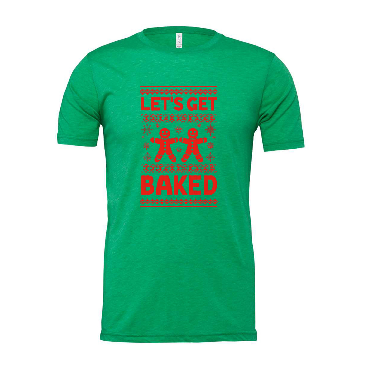 Let's Get Baked Christmas Unisex T Shirt With Gingerbread Figures Festive Graphic Tee