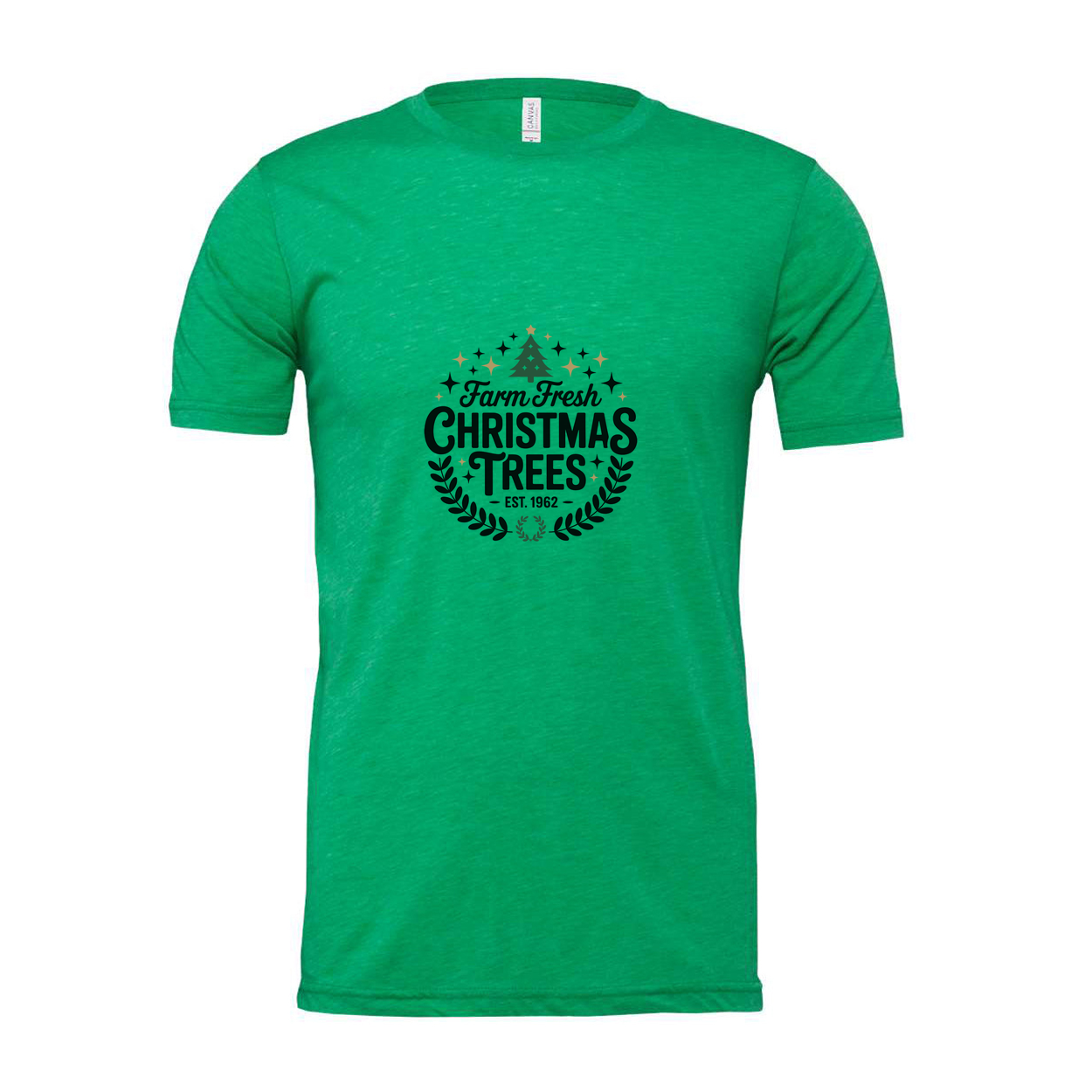 Farm Fresh Christmas Trees Unisex Graphic Tee With Classic Laurel Wreath Logo Est. 1962