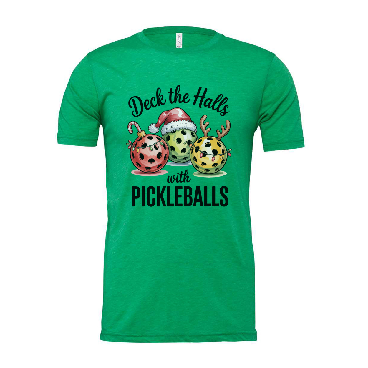 Deck The Halls With Pickleballs Unisex Christmas Graphic T Shirt For The Holidays