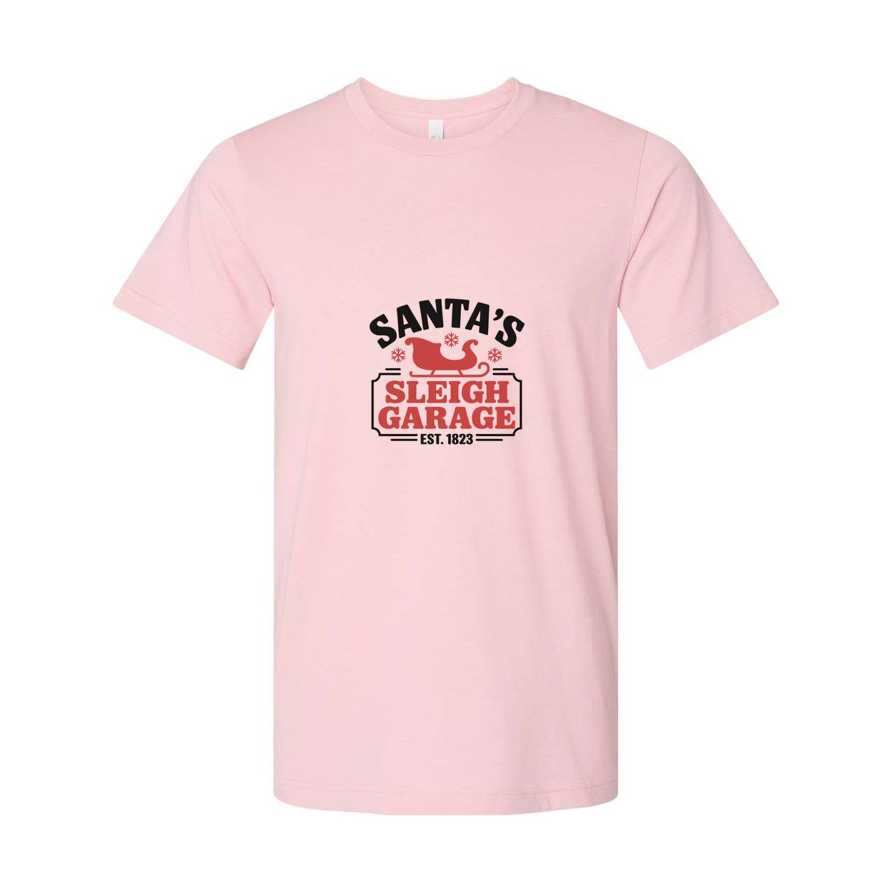 Santa's Sleigh Garage Christmas Graphic Tee Shirt Unisex Est 1823 Holiday Gift Idea