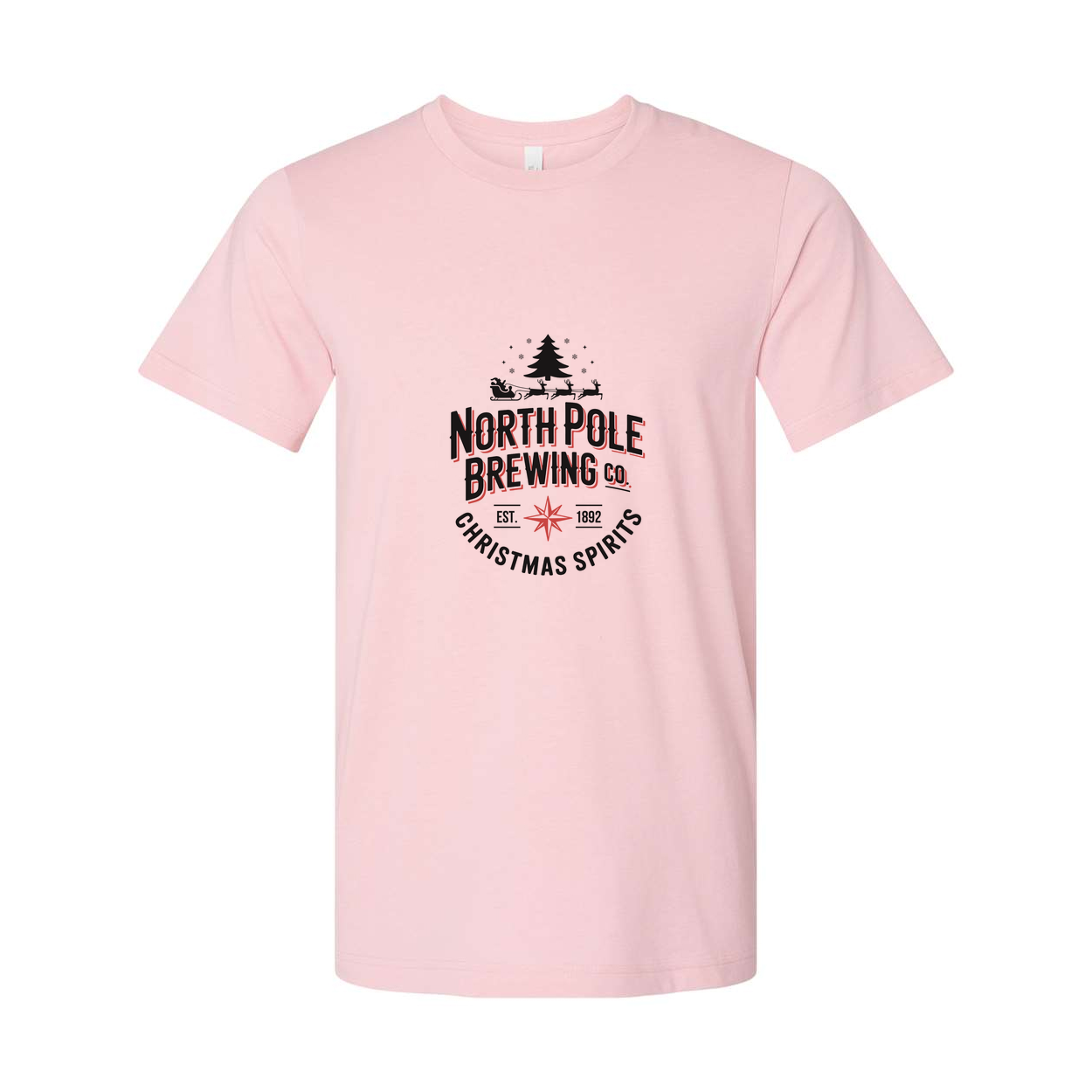 North Pole Brewing Co Christmas Spirits Unisex T Shirt With Holiday Logo Design Graphic