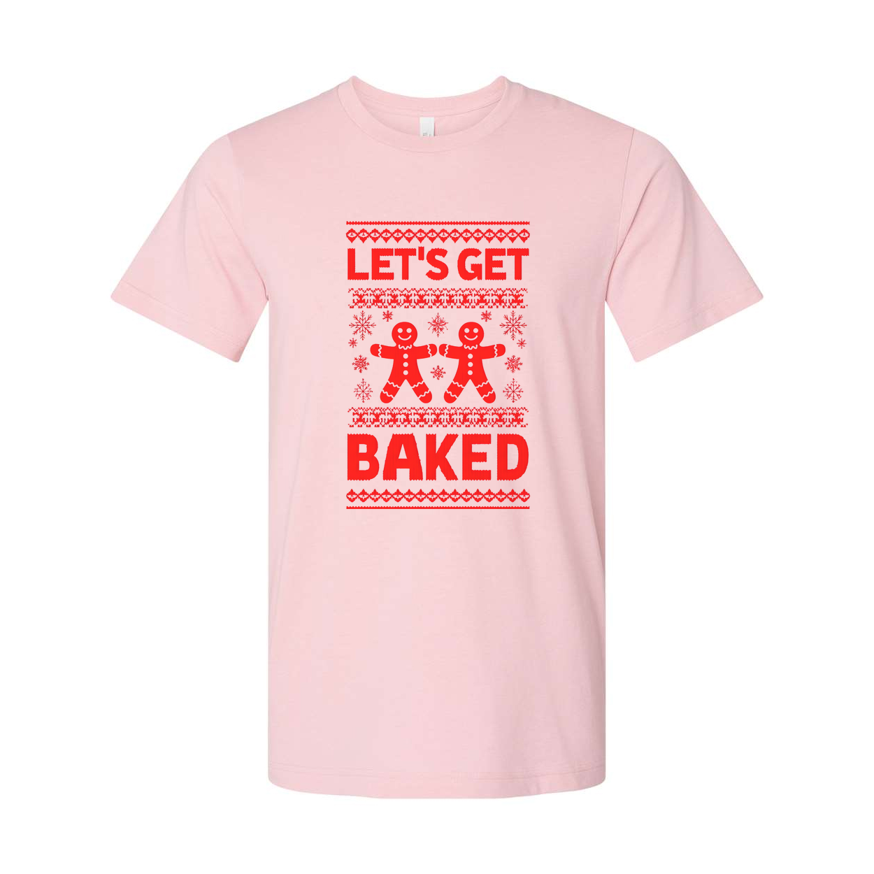 Let's Get Baked Christmas Unisex T Shirt With Gingerbread Figures Festive Graphic Tee