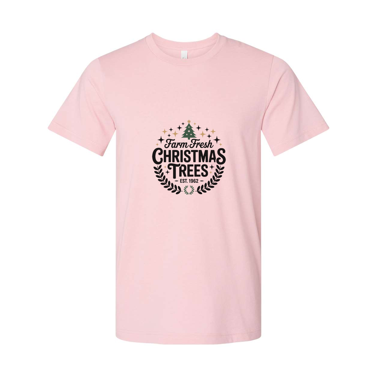 Farm Fresh Christmas Trees Unisex Graphic Tee With Classic Laurel Wreath Logo Est. 1962