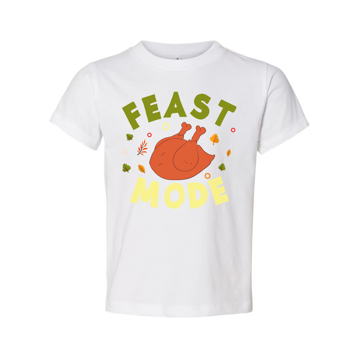 Feast Mode Thanksgiving Unisex T Shirt With Roasted Turkey Graphic And Autumn Leaves