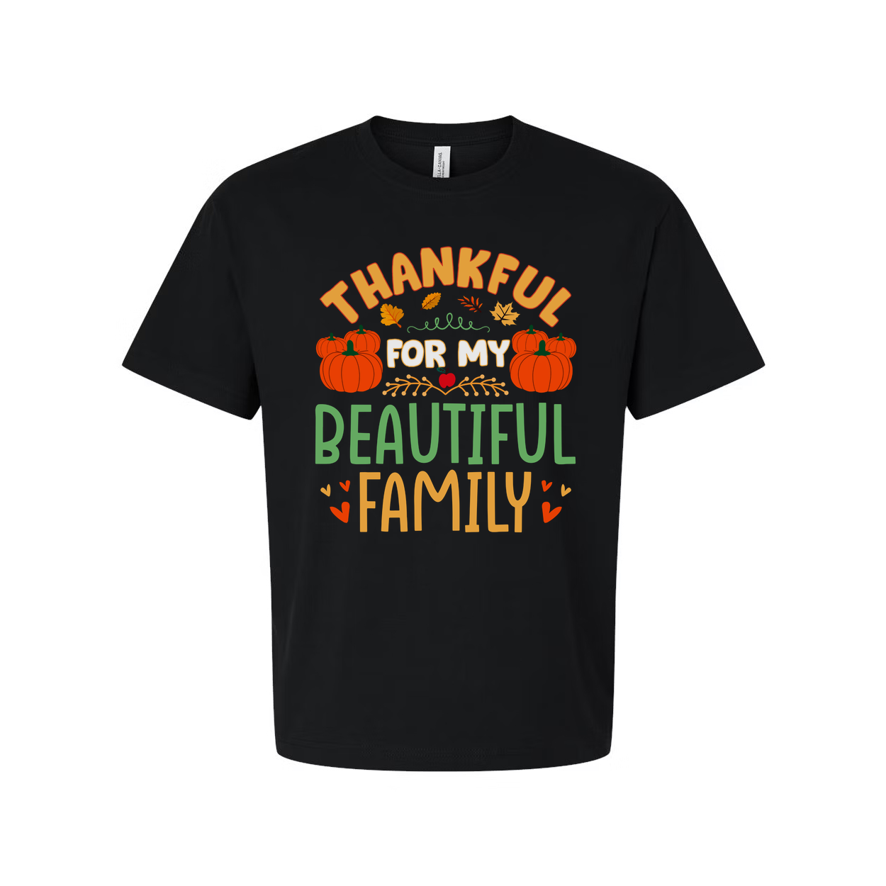 Thankful For My Beautiful Family Thanksgiving Unisex T Shirt With Pumpkins Design