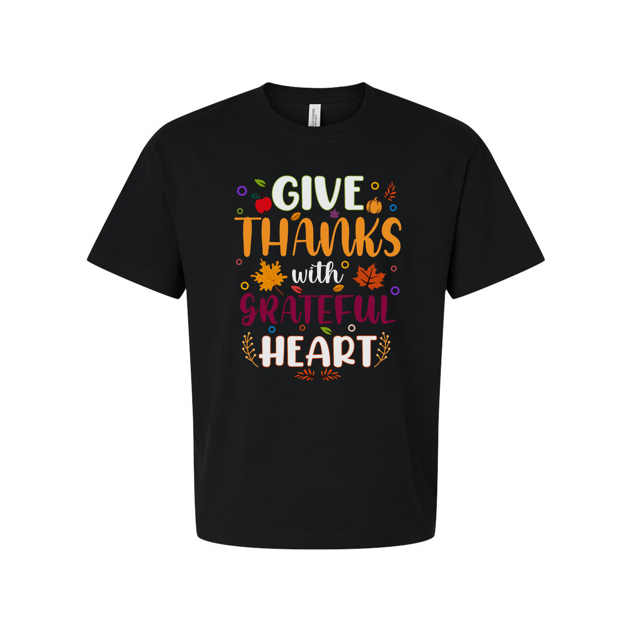 Give Thanks With Grateful Heart Unisex T Shirt Thanksgiving Theme With Colorful Autumn Leaves