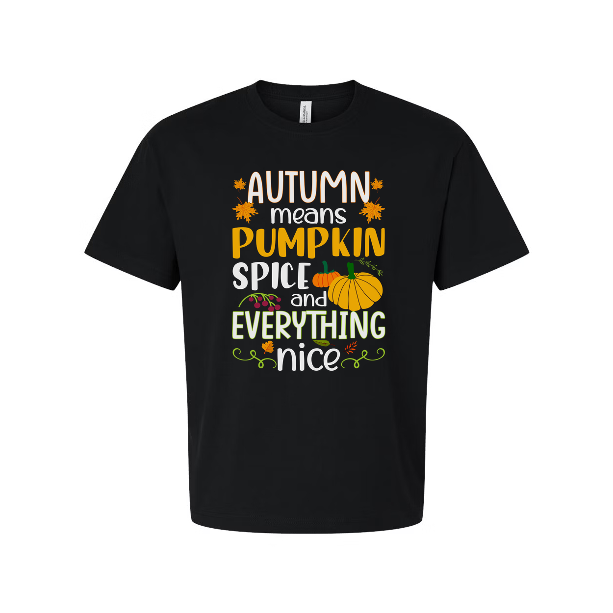 Autumn Means Pumpkin Spice And Everything Nice Unisex Thanksgiving Graphic T Shirt For Fall Wardrobe