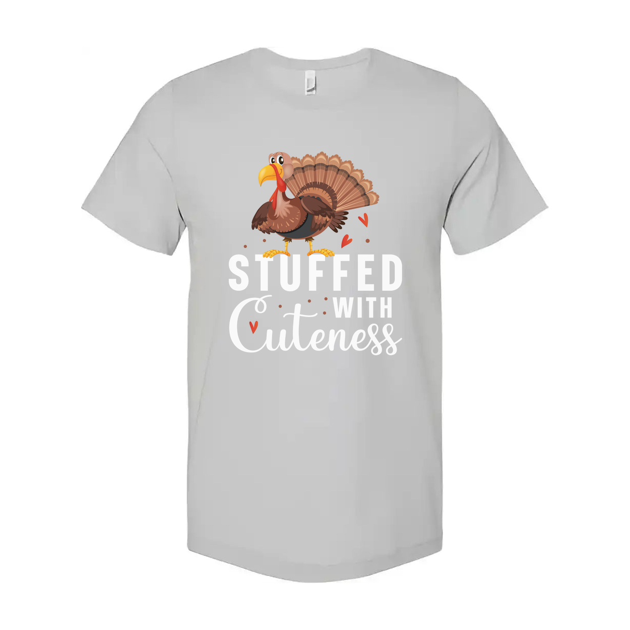 Thanksgiving Unisex Turkey Graphic T Shirt With Stuffed With Cuteness Design Elements