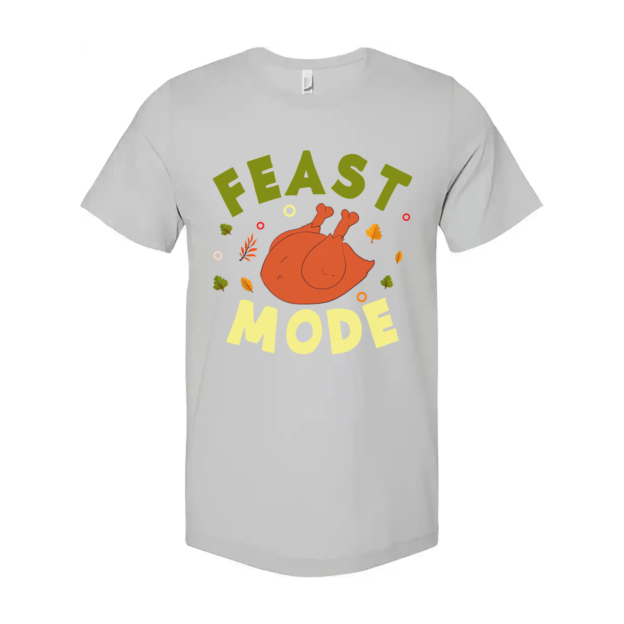 Feast Mode Thanksgiving Unisex T Shirt With Roasted Turkey Graphic And Autumn Leaves