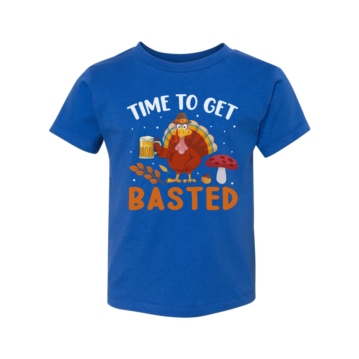 Time To Get Basted Thanksgiving Unisex Graphic T Shirt With Cartoon Turkey And Beer Mug