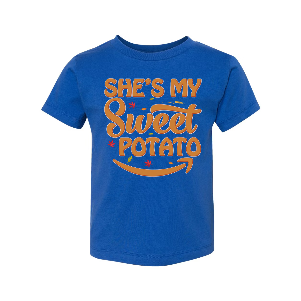 She's My Sweet Potato Thanksgiving Unisex Graphic T Shirt With Fall Leaves Design