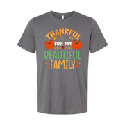 Thankful For My Beautiful Family Thanksgiving Unisex T Shirt With Pumpkins Design