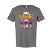 Give Thanks With Grateful Heart Unisex T Shirt Thanksgiving Theme With Colorful Autumn Leaves