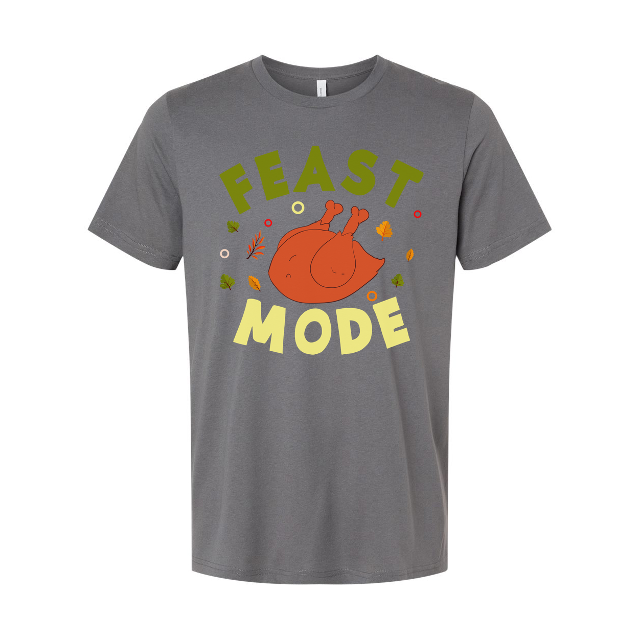 Feast Mode Thanksgiving Unisex T Shirt With Roasted Turkey Graphic And Autumn Leaves