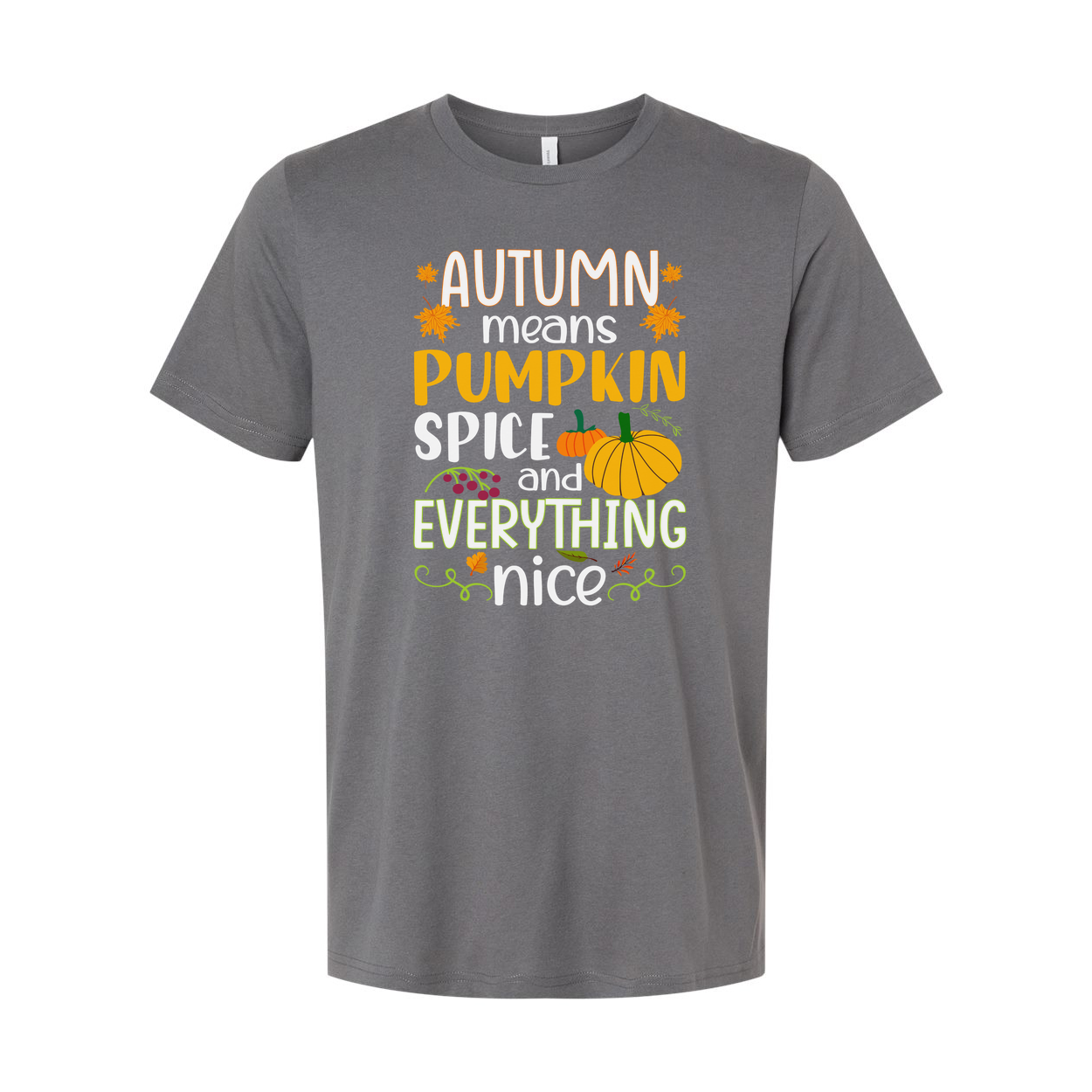 Autumn Means Pumpkin Spice And Everything Nice Unisex Thanksgiving Graphic T Shirt For Fall Wardrobe
