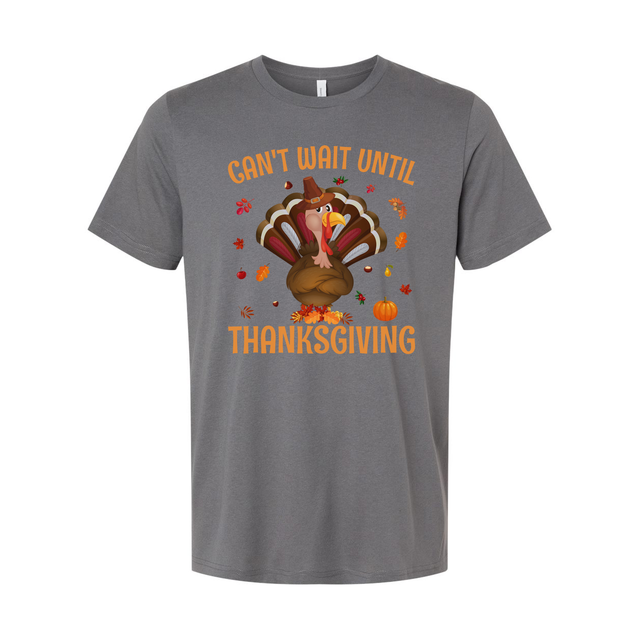 Unisex Thanksgiving T Shirt Cant Wait Until Thanksgiving Cartoon Turkey With Autumn Leaves