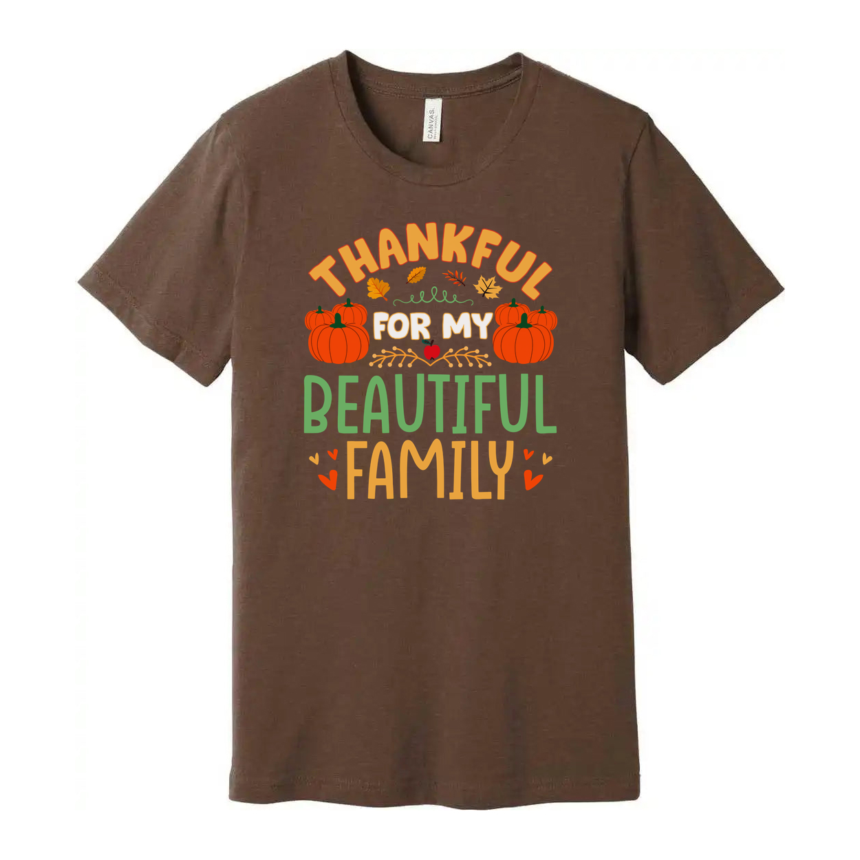 Thankful For My Beautiful Family Thanksgiving Unisex T Shirt With Pumpkins Design