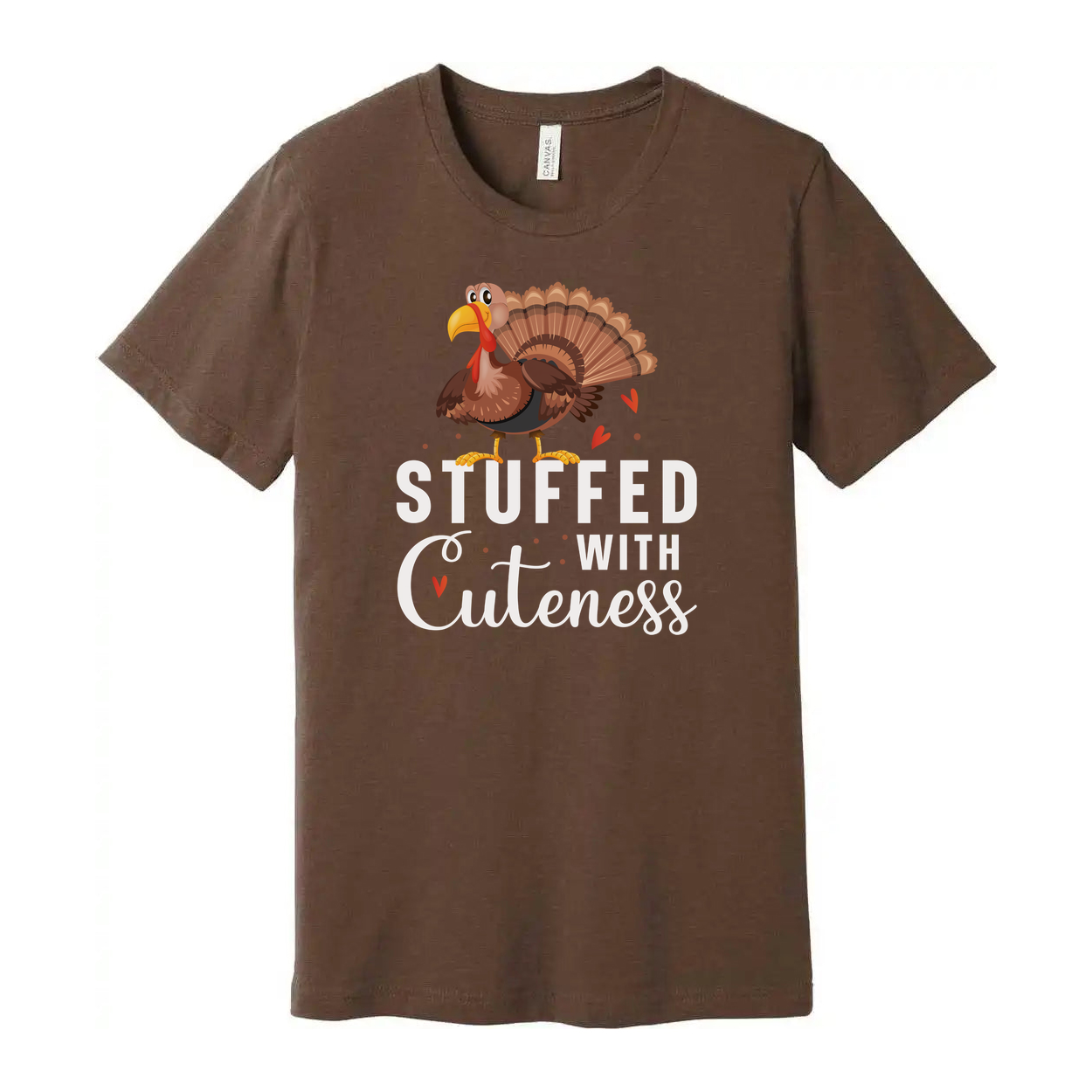 Thanksgiving Unisex Turkey Graphic T Shirt With Stuffed With Cuteness Design Elements