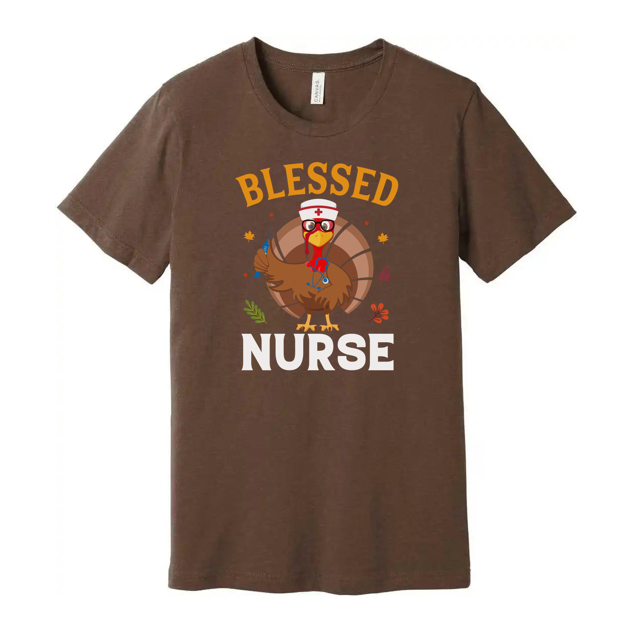 Blessed Nurse Unisex T Shirt With Turkey Nurse Illustration In Nurse Cap Design Artwork