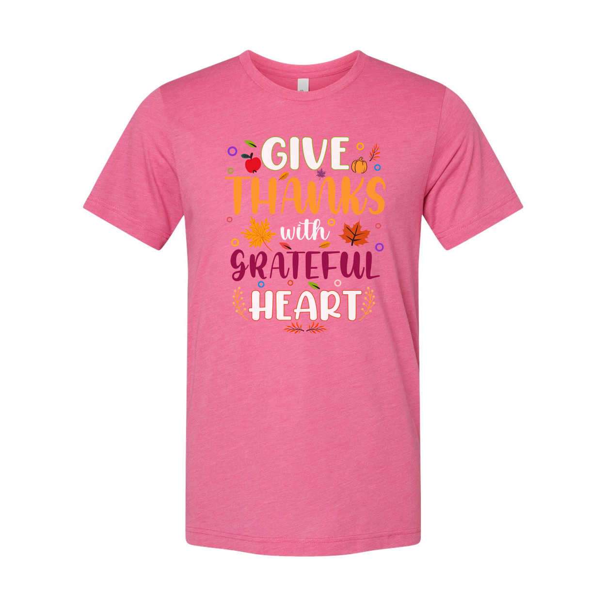 Give Thanks With Grateful Heart Unisex T Shirt Thanksgiving Theme With Colorful Autumn Leaves