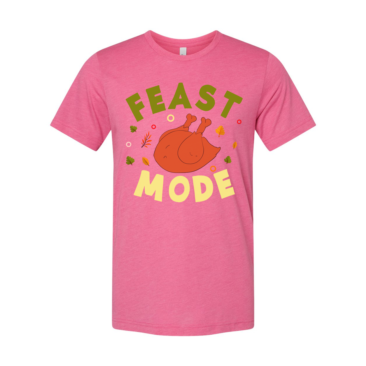 Feast Mode Thanksgiving Unisex T Shirt With Roasted Turkey Graphic And Autumn Leaves