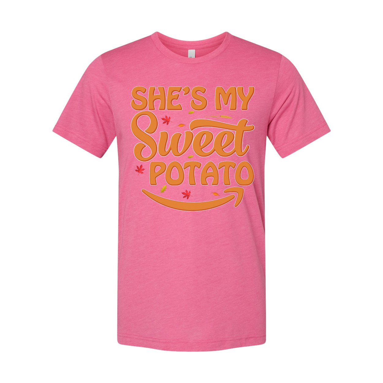 She's My Sweet Potato Thanksgiving Unisex Graphic T Shirt With Fall Leaves Design