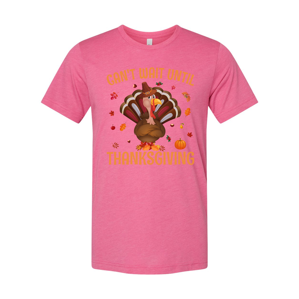 Unisex Thanksgiving T Shirt Cant Wait Until Thanksgiving Cartoon Turkey With Autumn Leaves