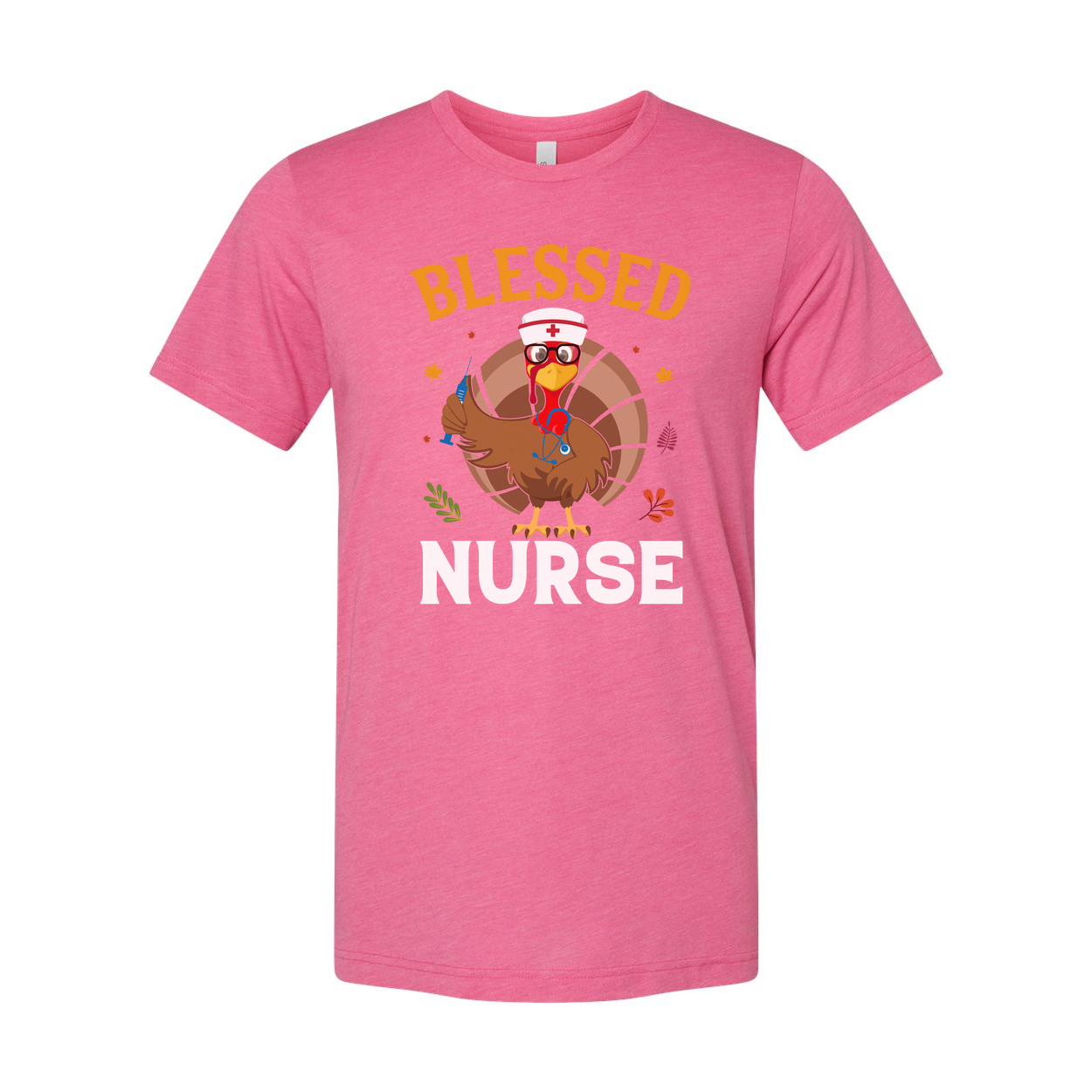 Blessed Nurse Unisex T Shirt With Turkey Nurse Illustration In Nurse Cap Design Artwork