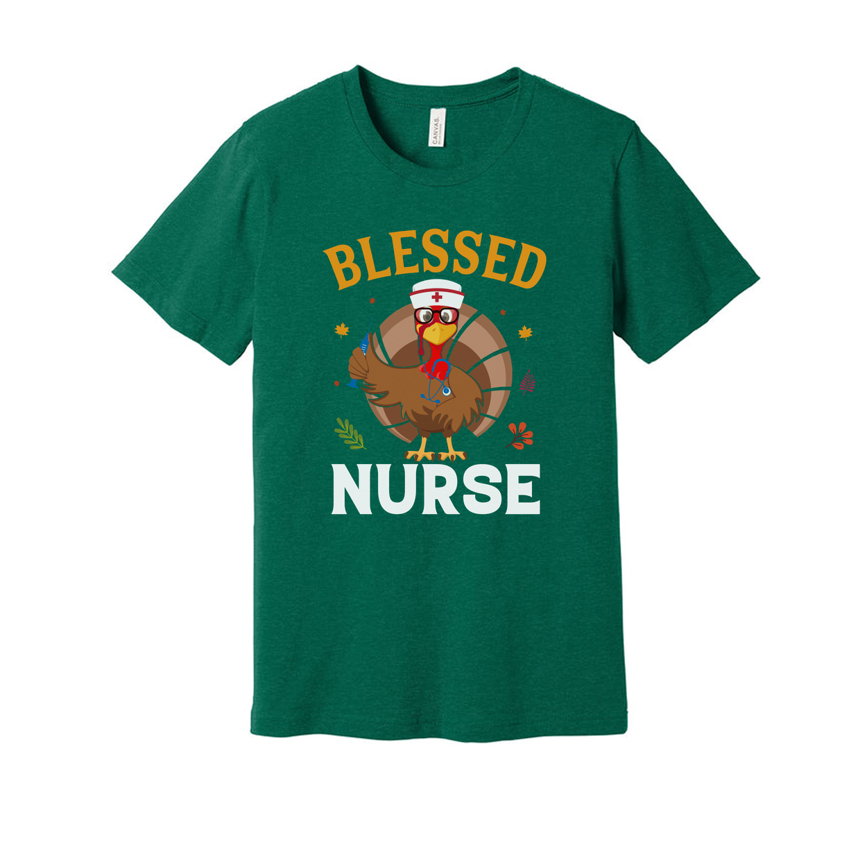 Blessed Nurse Unisex T Shirt With Turkey Nurse Illustration In Nurse Cap Design Artwork