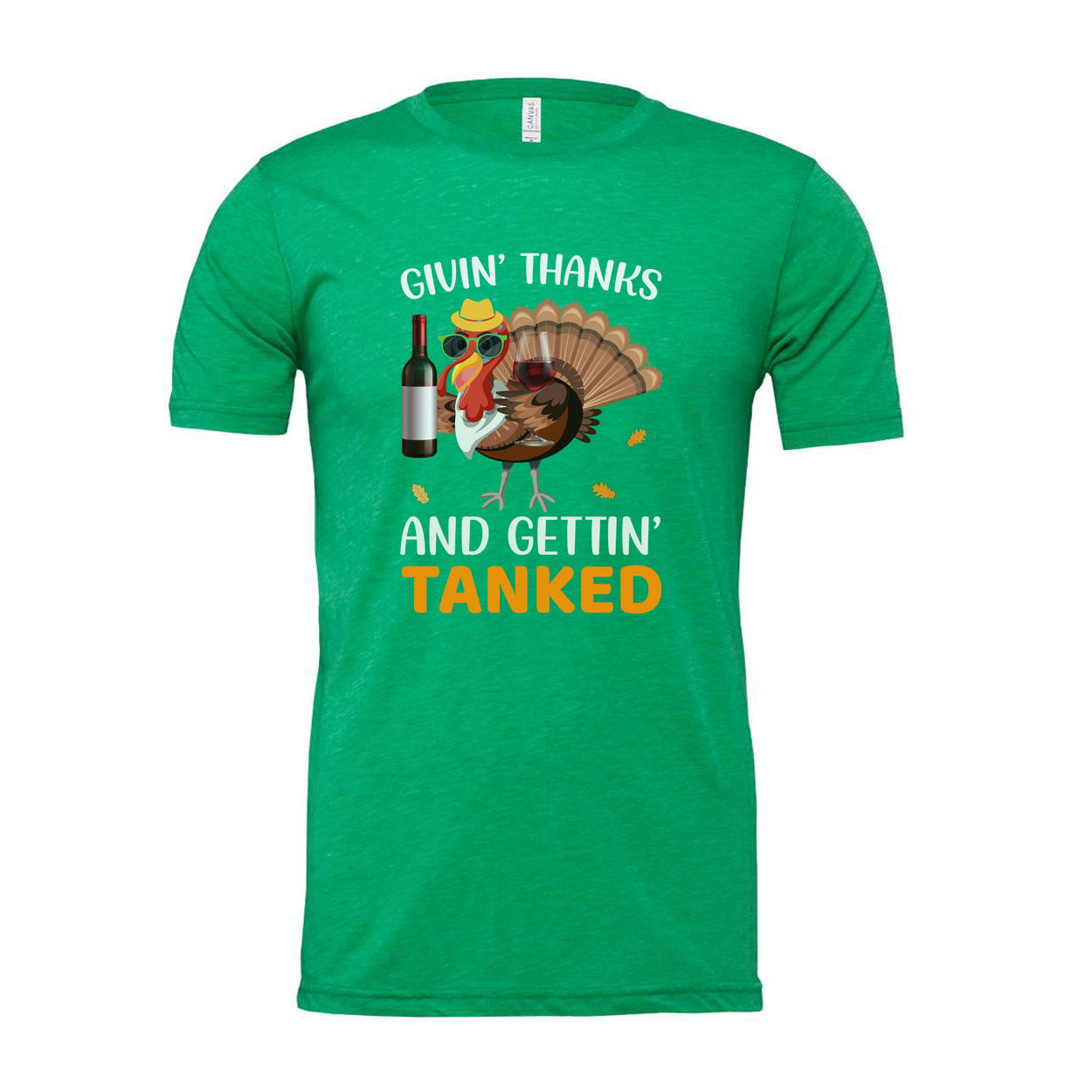 Thanksgiving Unisex T Shirt Featuring Cartoon Turkey With Sunglasses Hat Wine Bottle And Glass